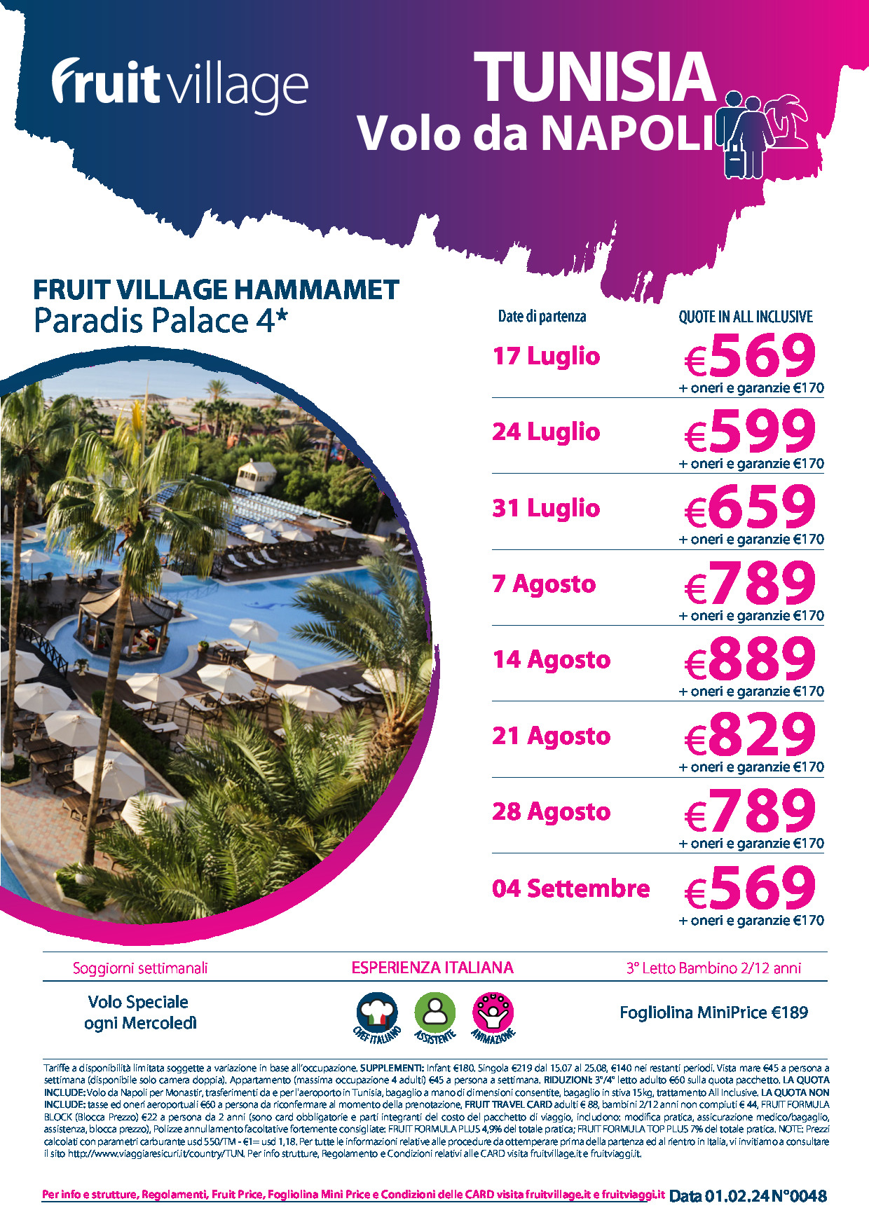 FRUIT VILLAGE Hammamet Paradis Palace 4* con volo speciale da Napoli