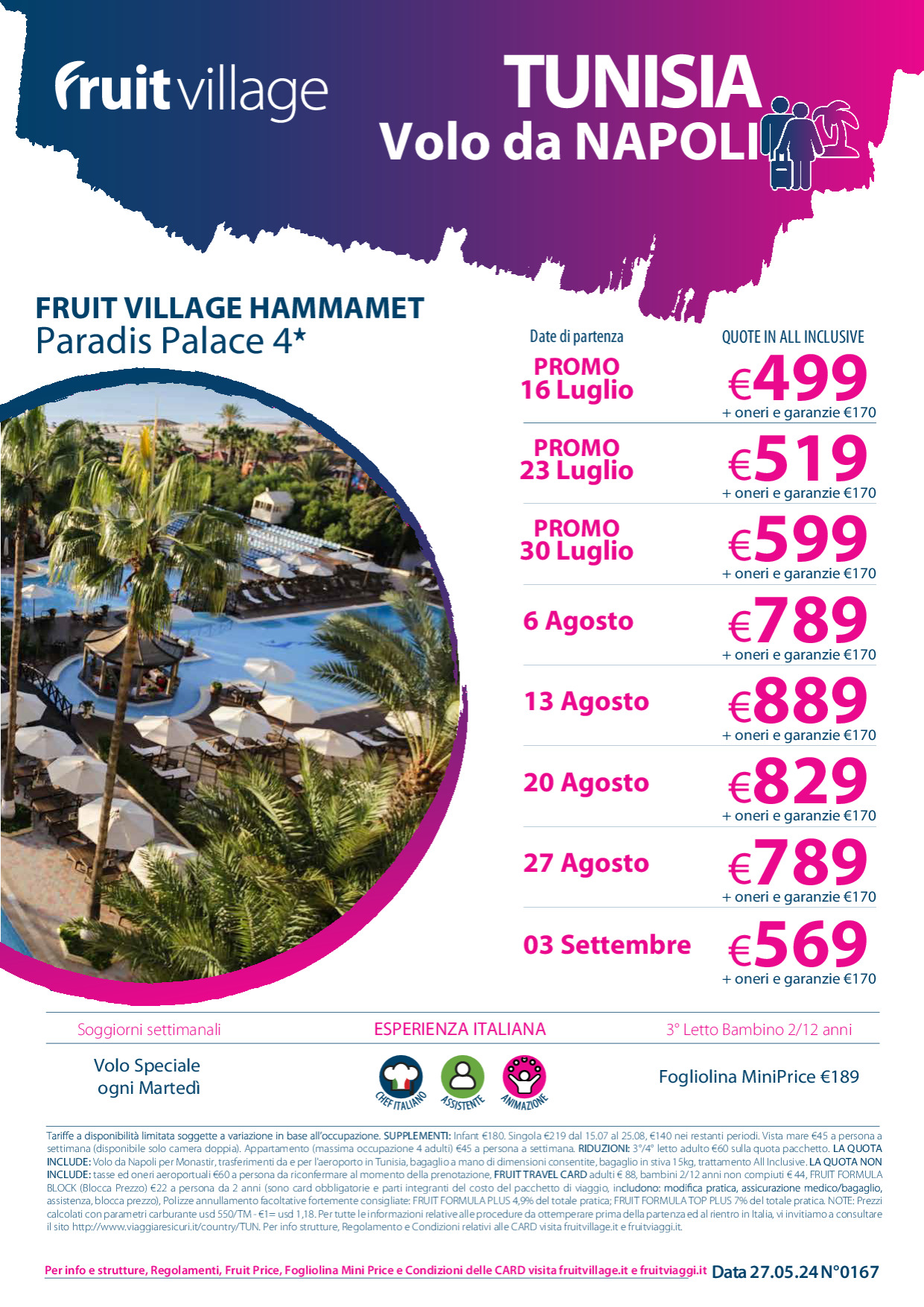 FRUIT VILLAGE Hammamet Paradis Palace 4* con volo speciale da Napoli