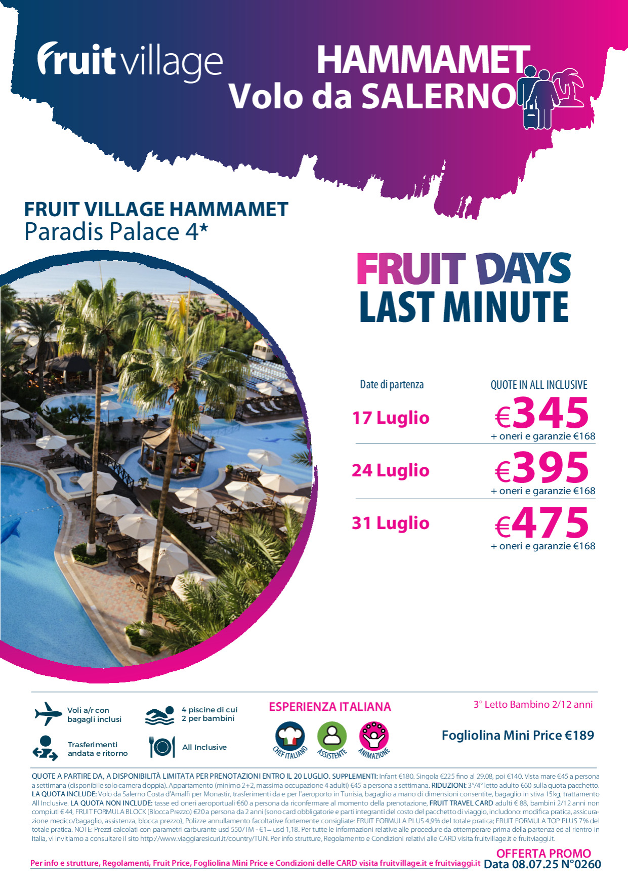 FRUIT VILLAGE Hammamet Paradis Palace LAST MINUTE LUGLIO
