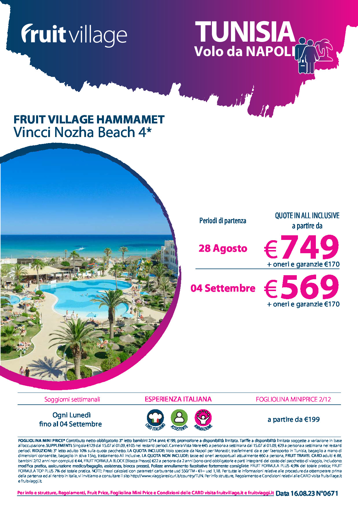 FRUIT VILLAGE Hammamet Vincci Nozha Beach con volo speciale da Napoli