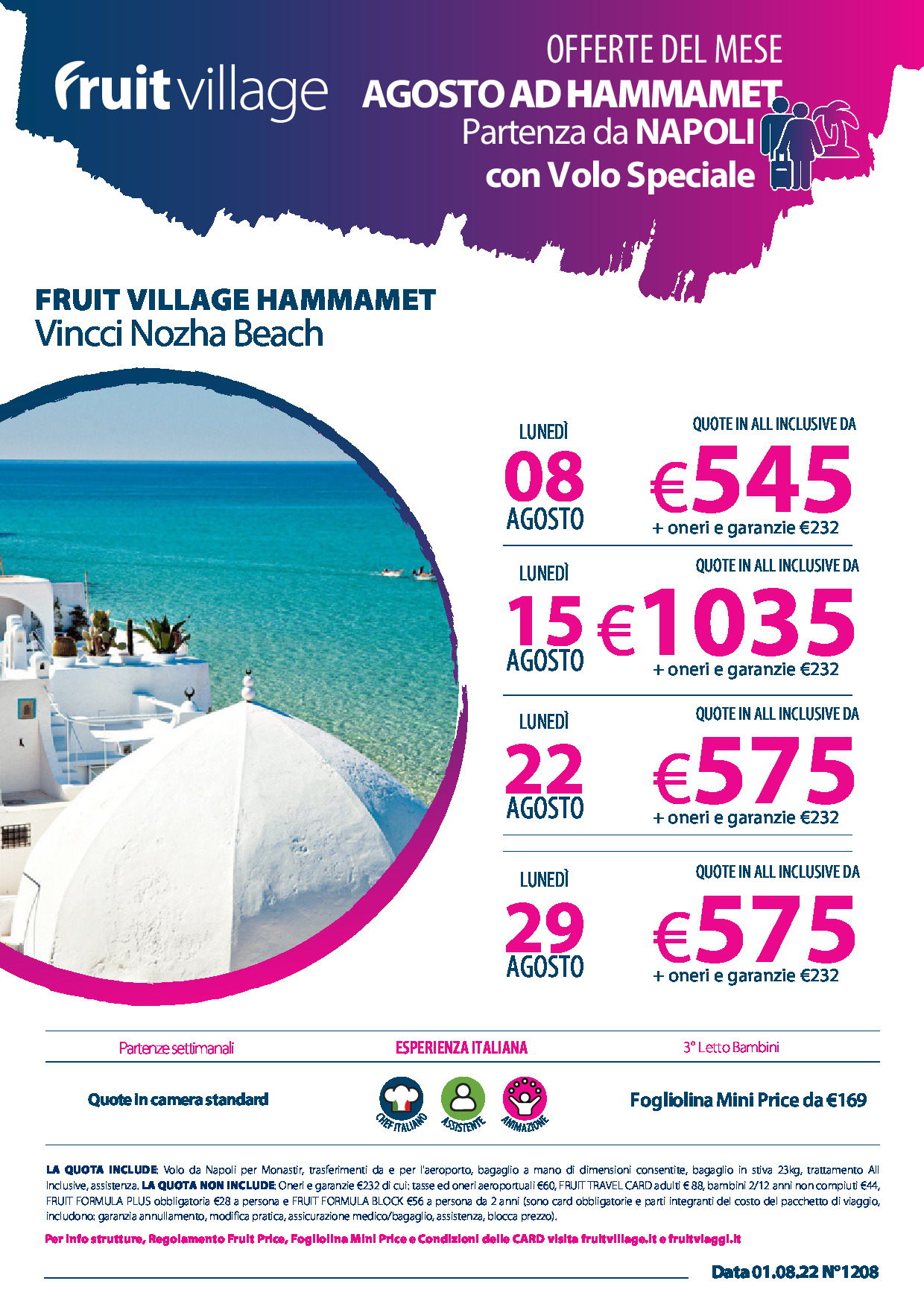 FRUIT VILLAGE Hammamet Vincci Nozha Beach Volo Speciale da Napoli
