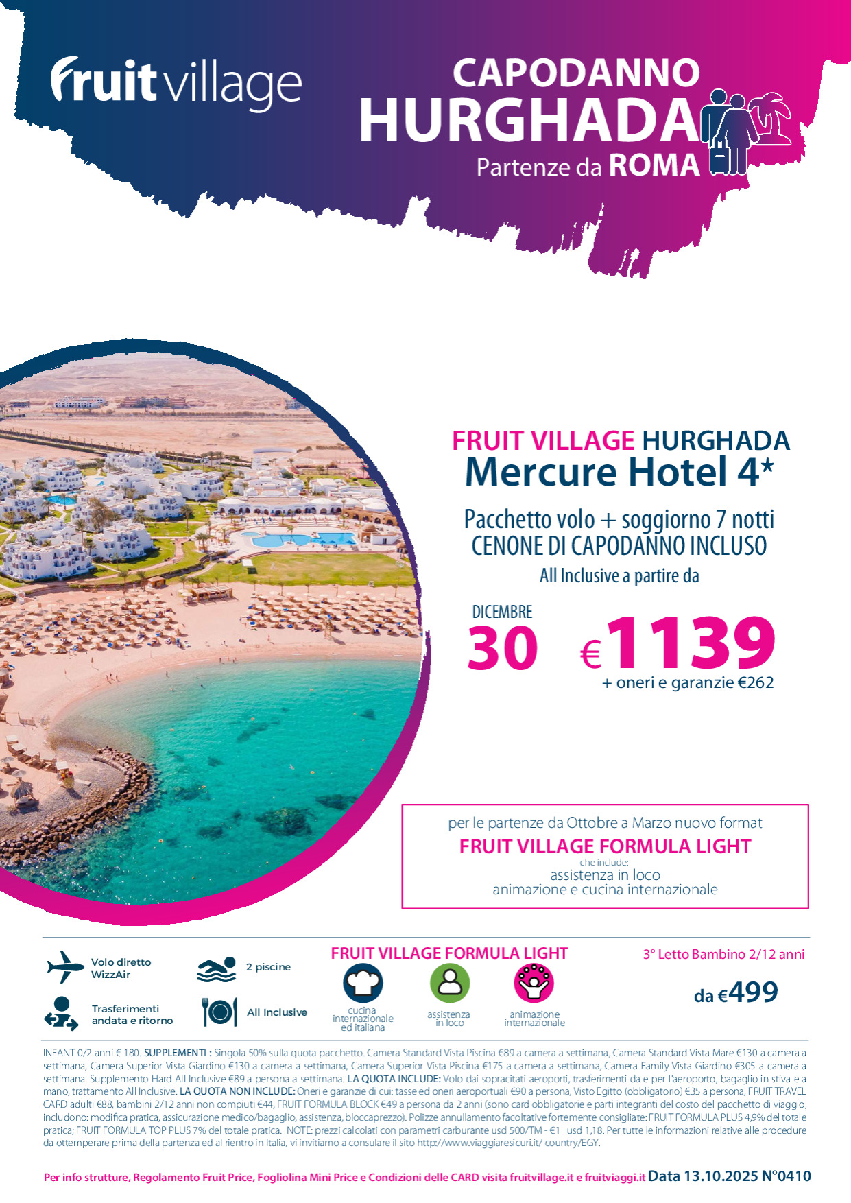 FRUIT VILLAGE Hurghada Mercure Hotel 4* con volo da Roma a Capodanno