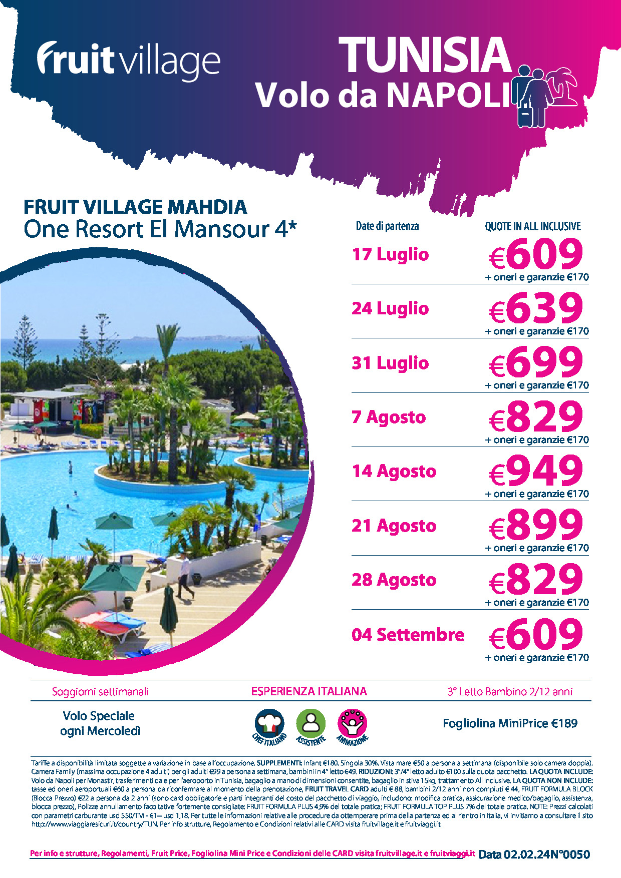 FRUIT VILLAGE Mahdia One Resort El Mansour con volo speciale da Napoli