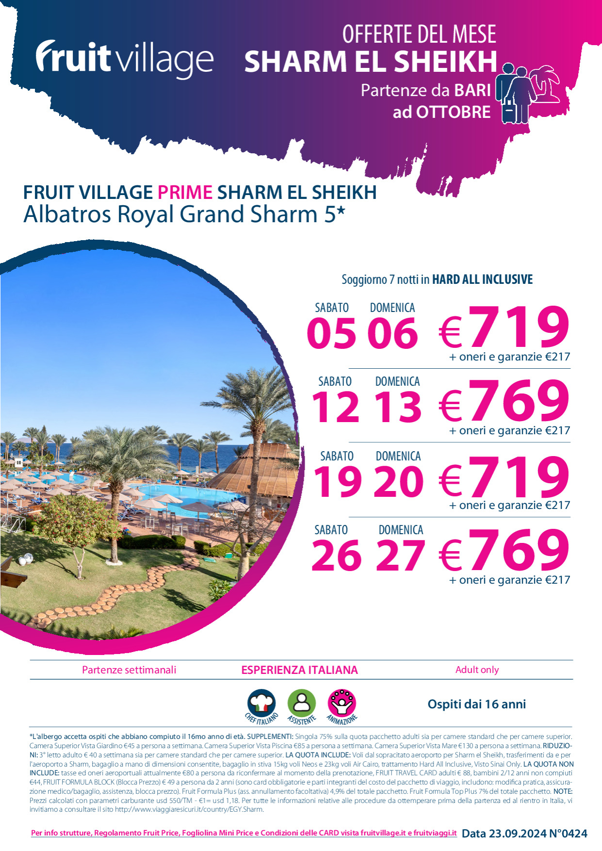 FRUIT VILLAGE PRIME Albatros Royal Grand Sharm 5* - da Bari a Ottobre