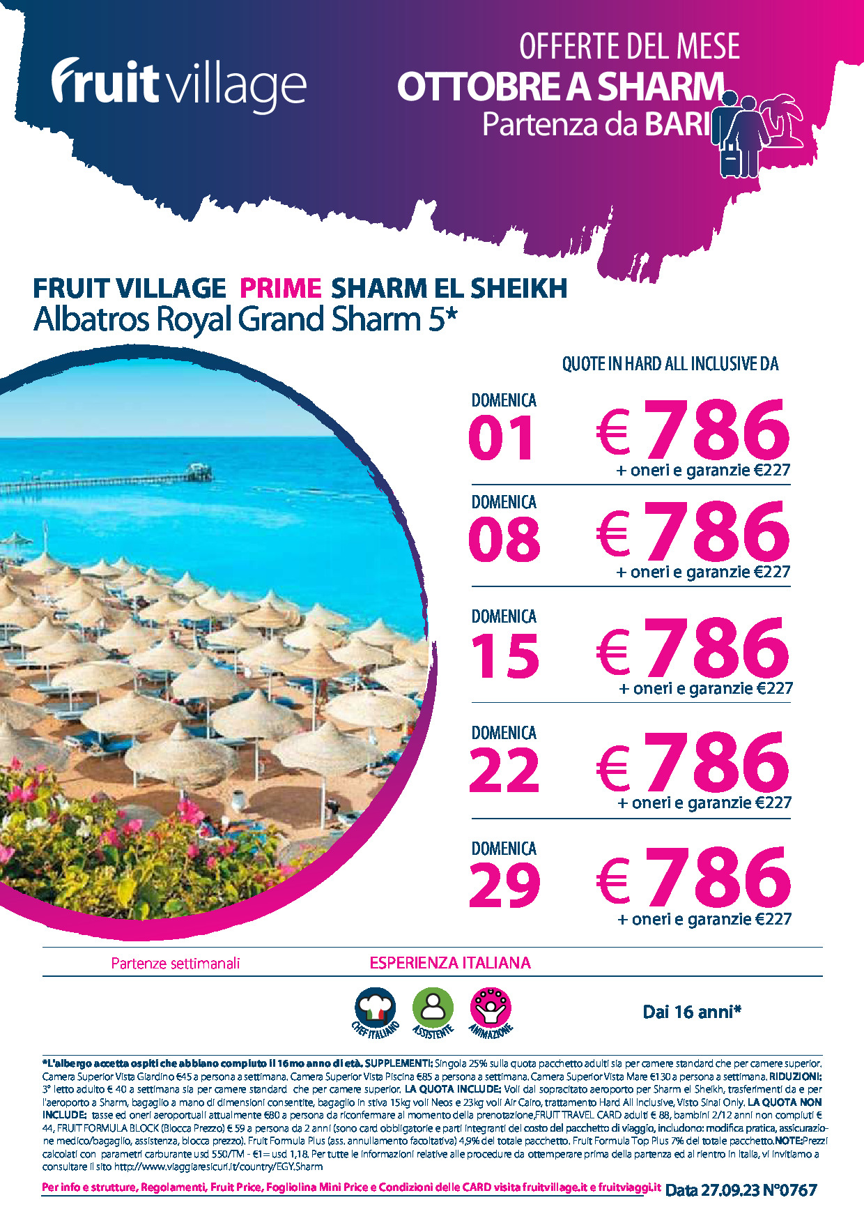 FRUIT VILLAGE PRIME Albatros Royal Grand Sharm 5* - da Bari a Ottobre