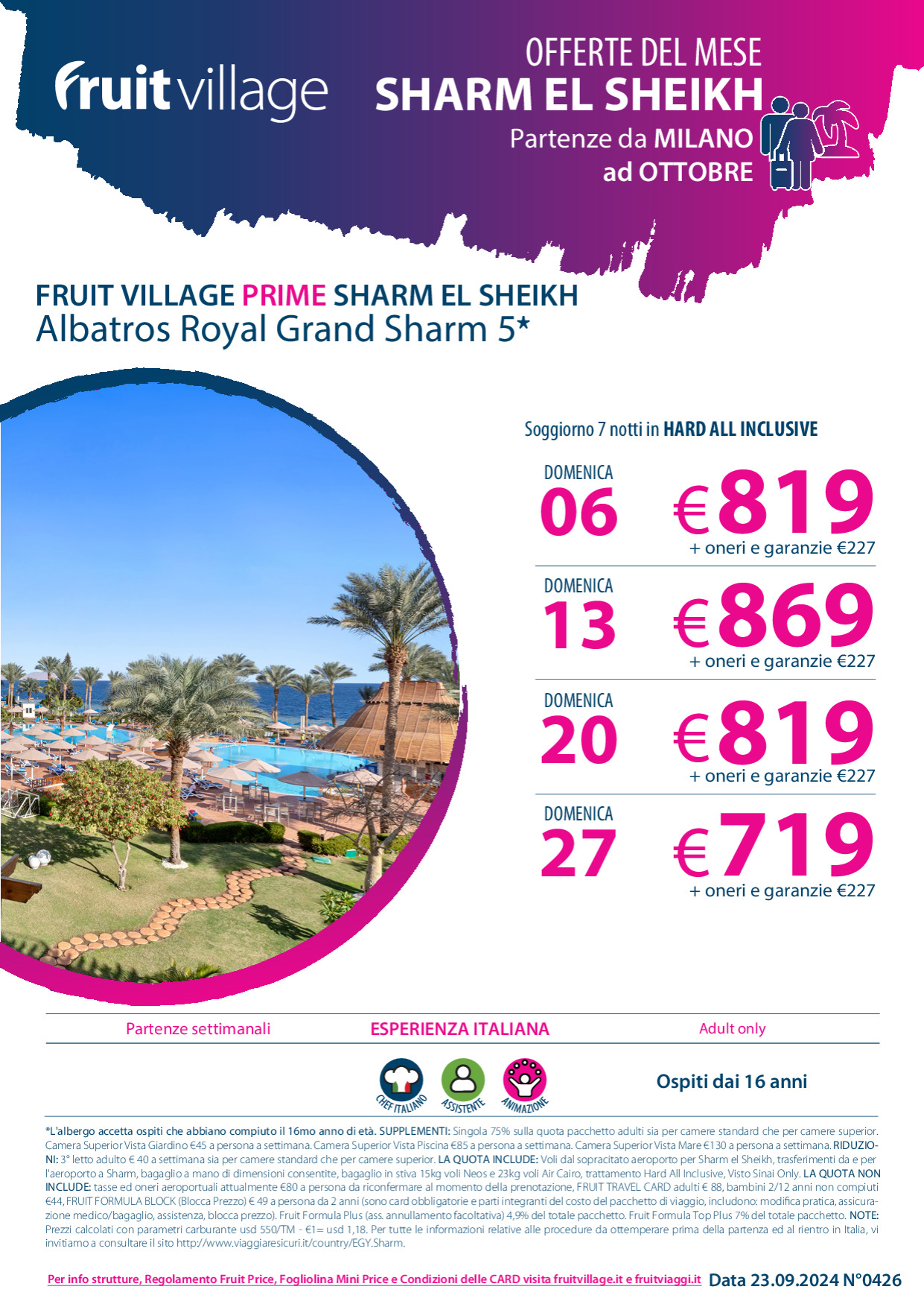 FRUIT VILLAGE PRIME Albatros Royal Grand Sharm 5* - da Milano a Ottobre