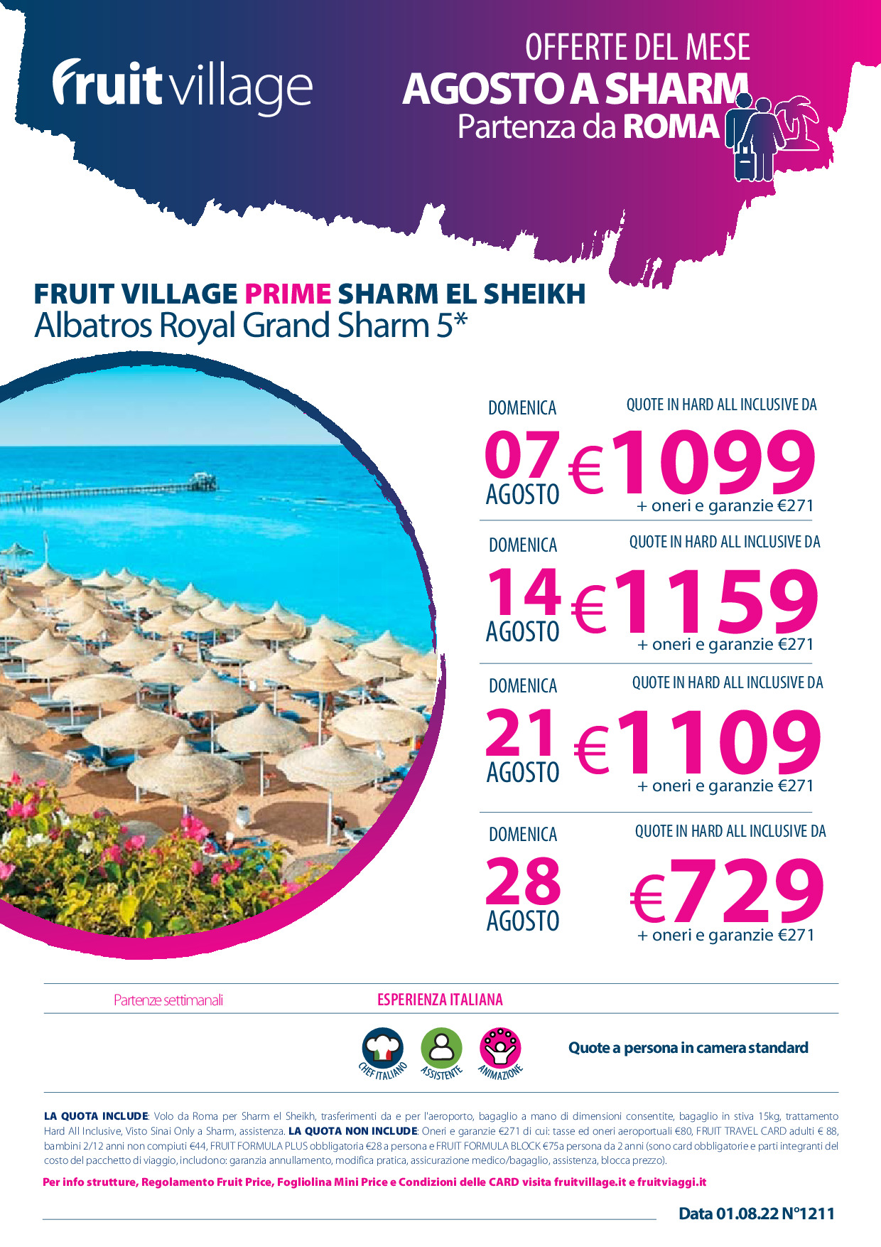 FRUIT VILLAGE PRIME Sharm el Sheikh Albatros Royal Grand Sharm 5* - da Roma ad Agosto