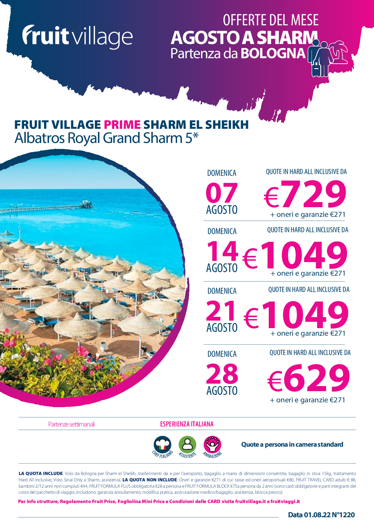 FRUIT VILLAGE PRIME Sharm el Sheikh Albatros Royal Grand Sharm 5* Volo da Bologna ad Agosto
