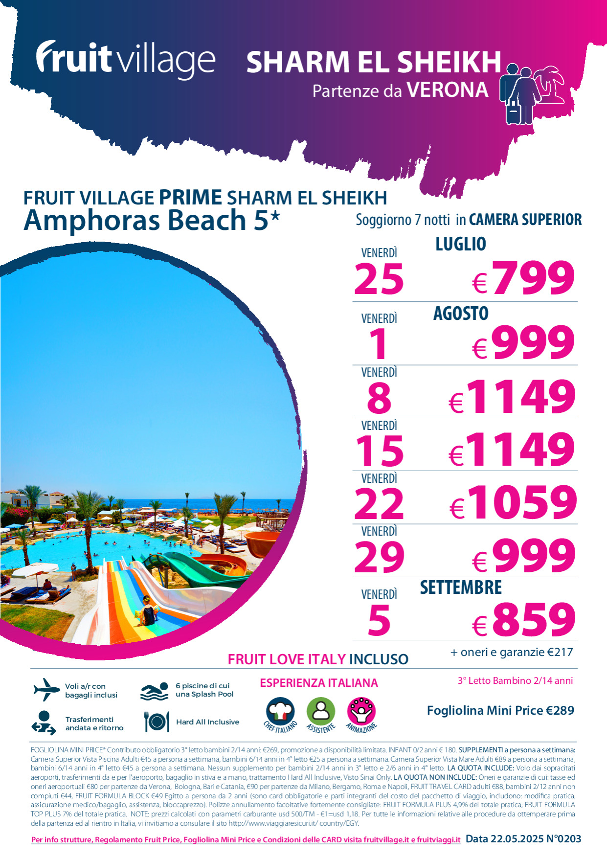 FRUIT VILLAGE Sharm Amphoras Beach 5* - con volo da Verona