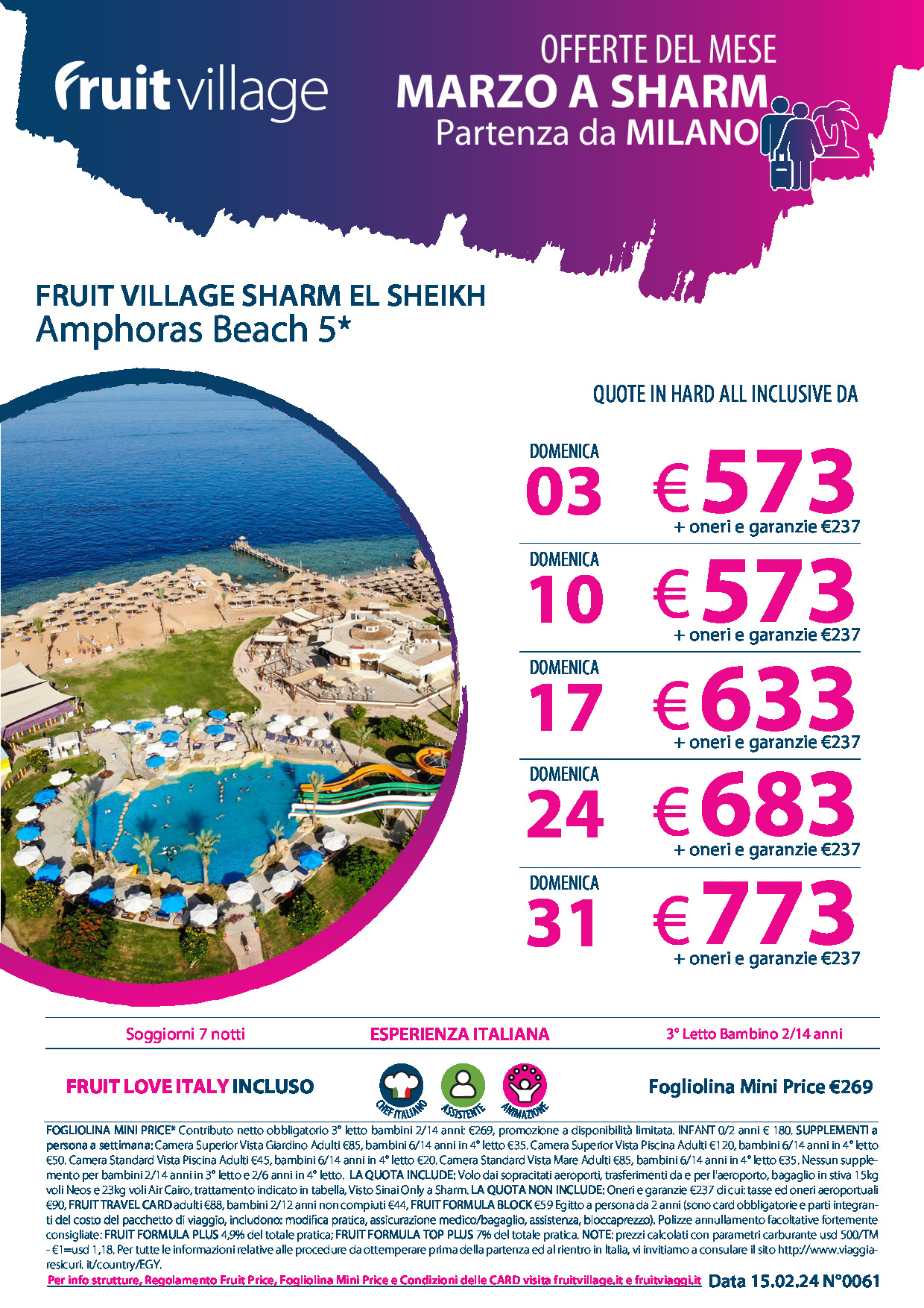 FRUIT VILLAGE Sharm El Sheikh Amphoras Beach - da Milano a Marzo