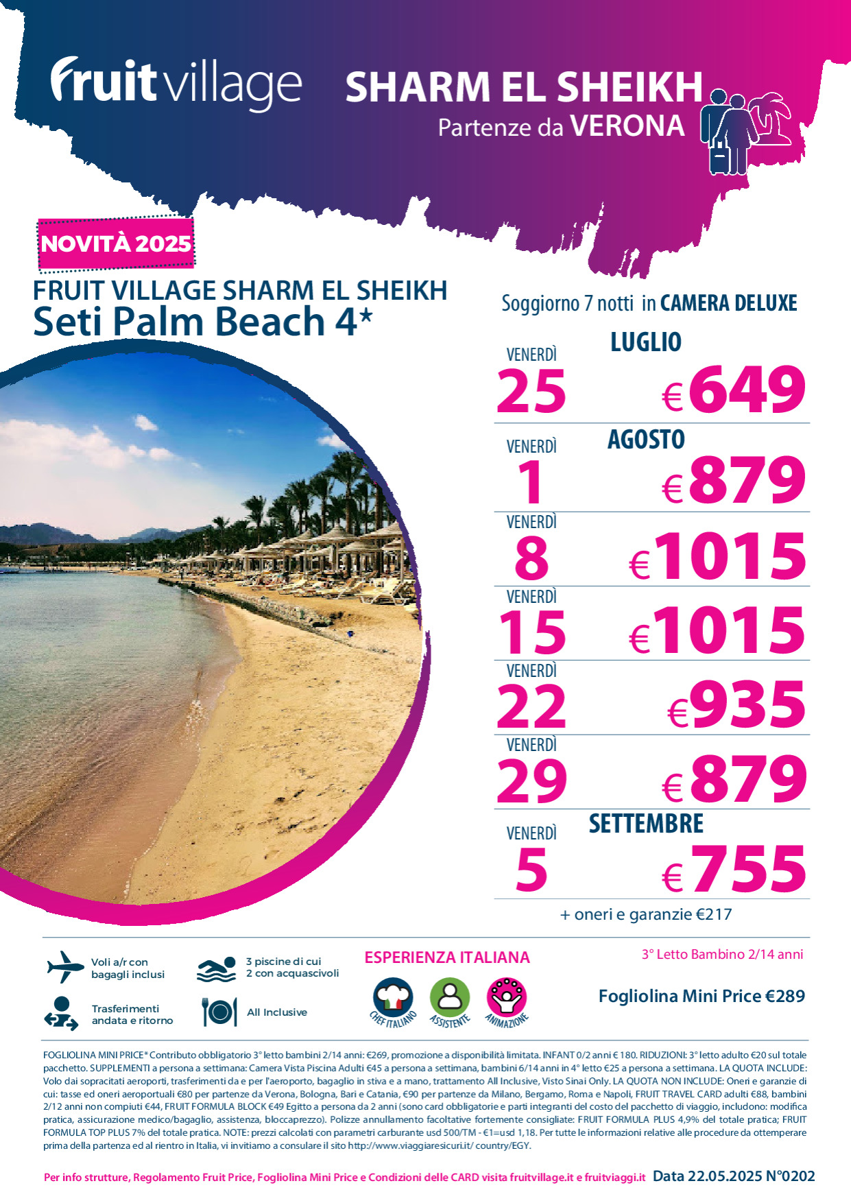 FRUIT VILLAGE Sharm Seti Palm Beach 4* - con volo da Verona