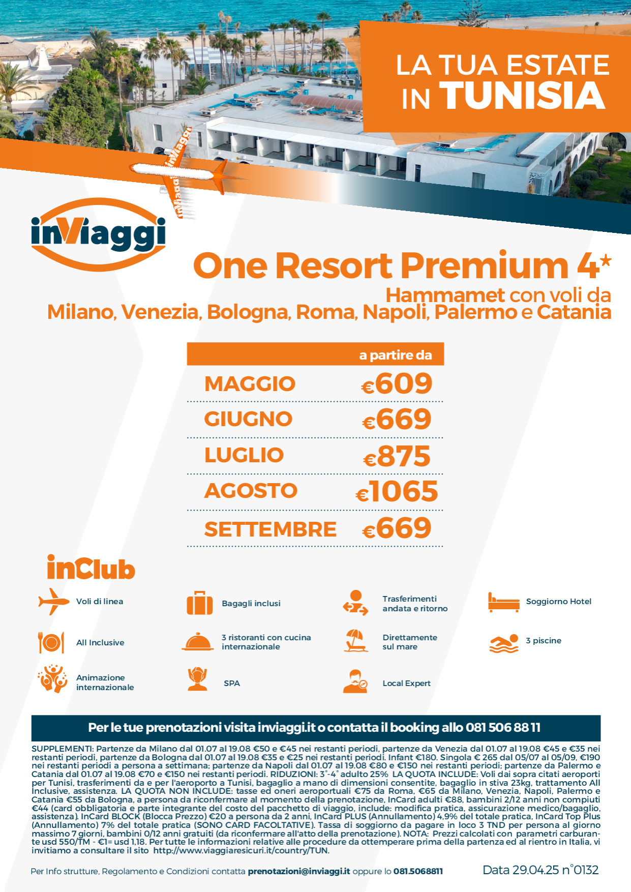 inClub One Resort Premium Hammamet con voli di linea