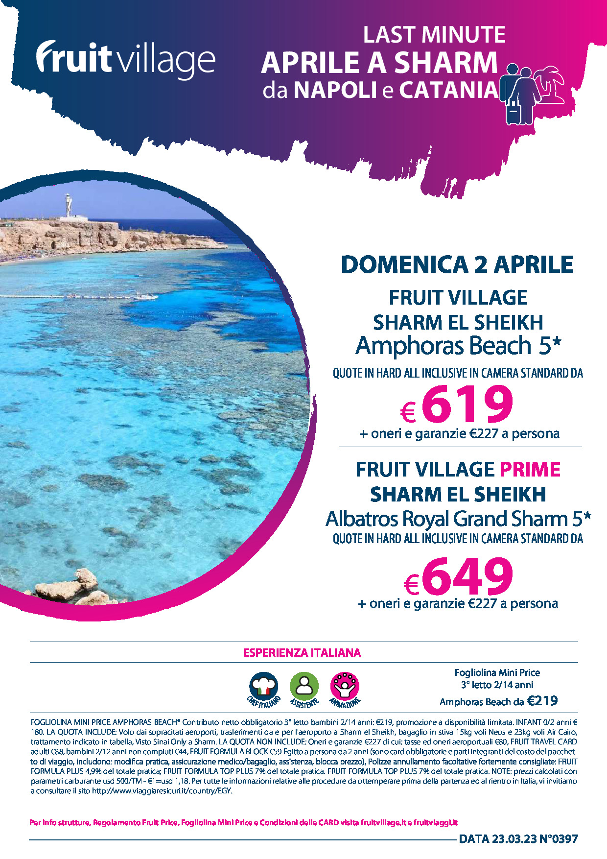 Last Minute Mar Rosso | FRUIT VILLAGE Sharm el Sheikh da Napoli e Catania Domenica 2 Aprile