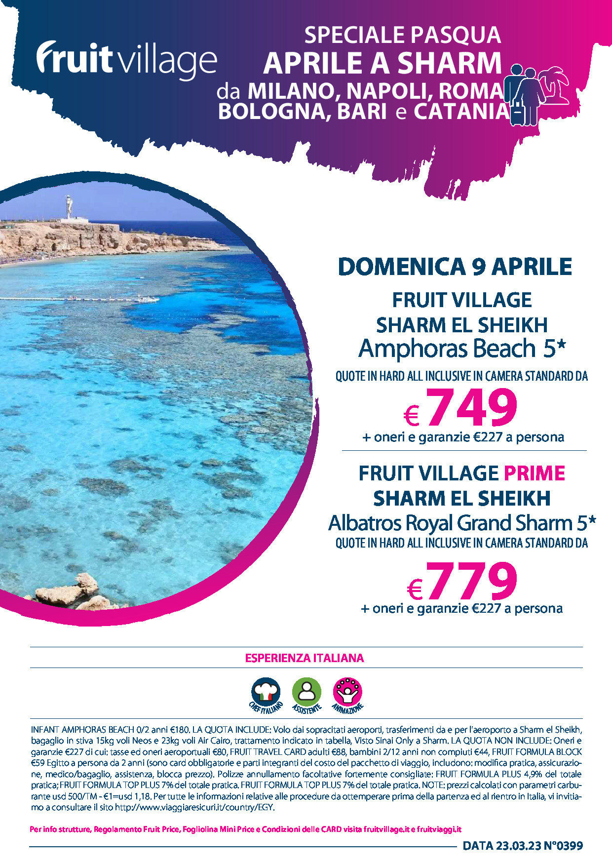 Speciale Pasqua Mar Rosso | FRUIT VILLAGE Sharm el Sheikh da Milano, Bologna, Roma, Bari, Napoli e Catania
