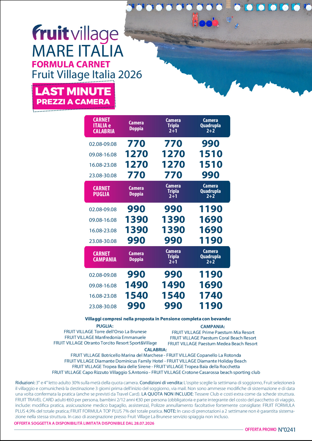 Fruit Village Formula Carnet Estate 2026 - Speciale Agosto