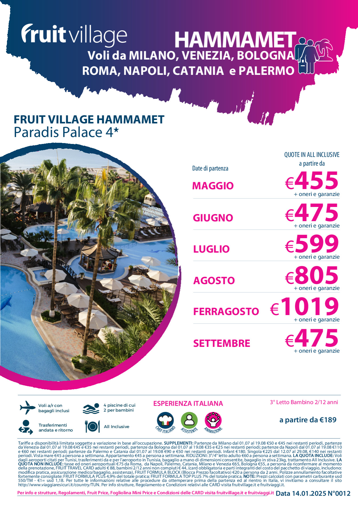 FRUIT VILLAGE Hammamet Paradis Palace 4* con voli di linea