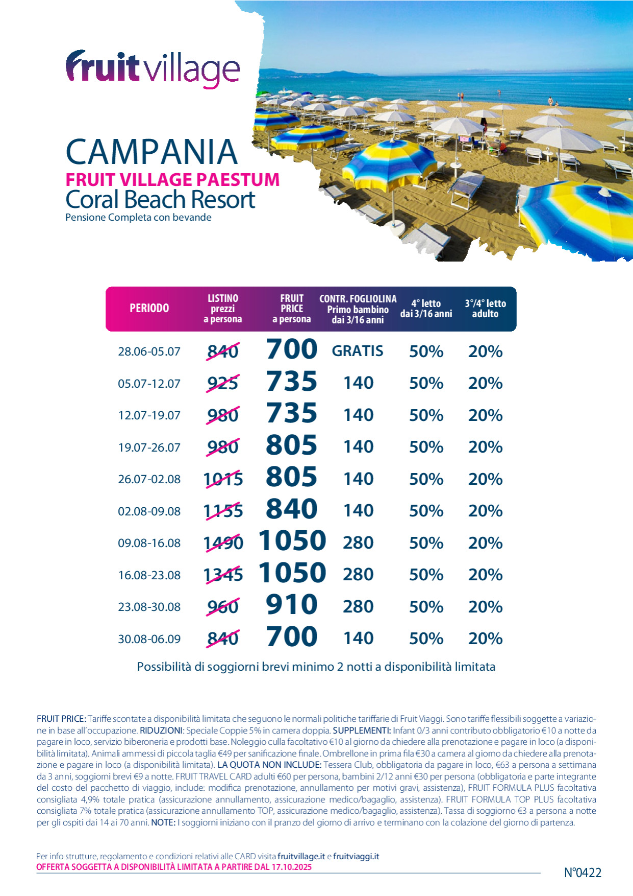 FRUIT VILLAGE Paestum Coral Beach