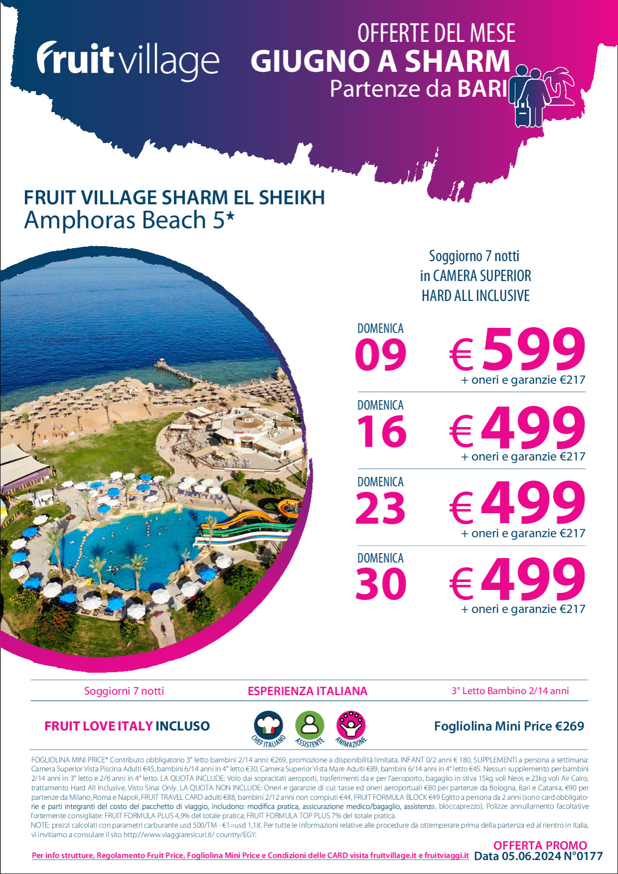 FRUIT VILLAGE Sharm Amphoras Beach 5* da Bari a Giugno