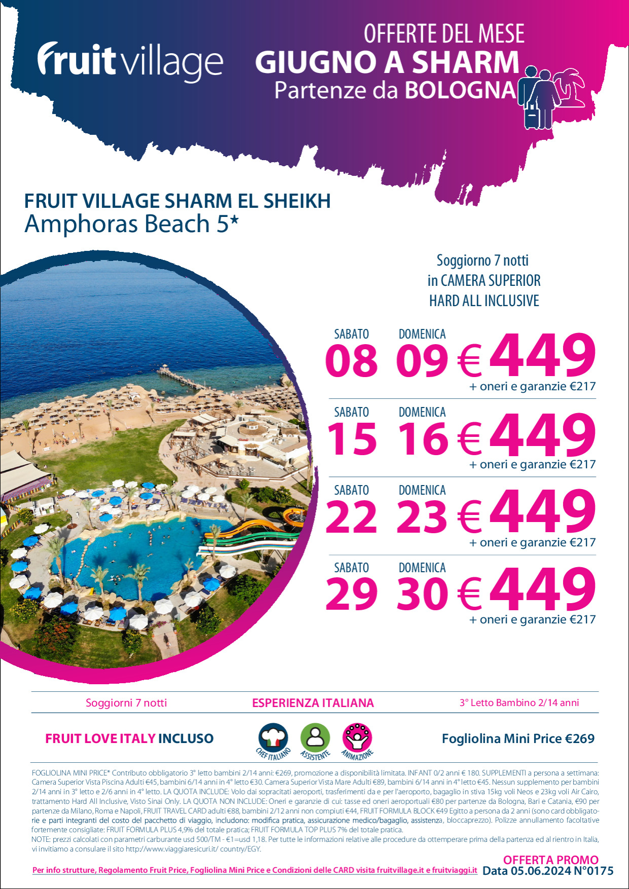 FRUIT VILLAGE Sharm Amphoras Beach 5* da Bologna a Giugno