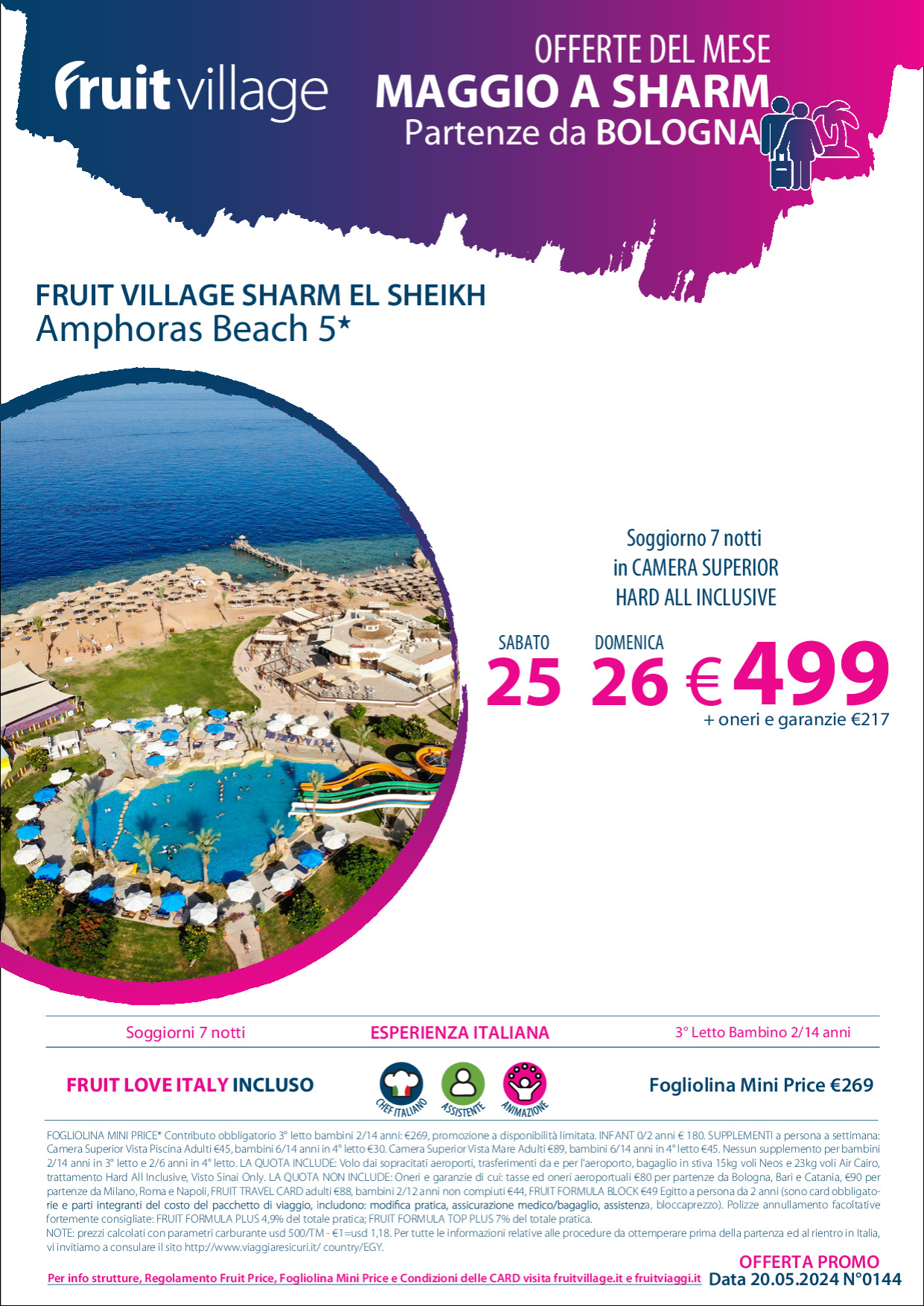 FRUIT VILLAGE Sharm Amphoras Beach 5* da Bologna a Maggio