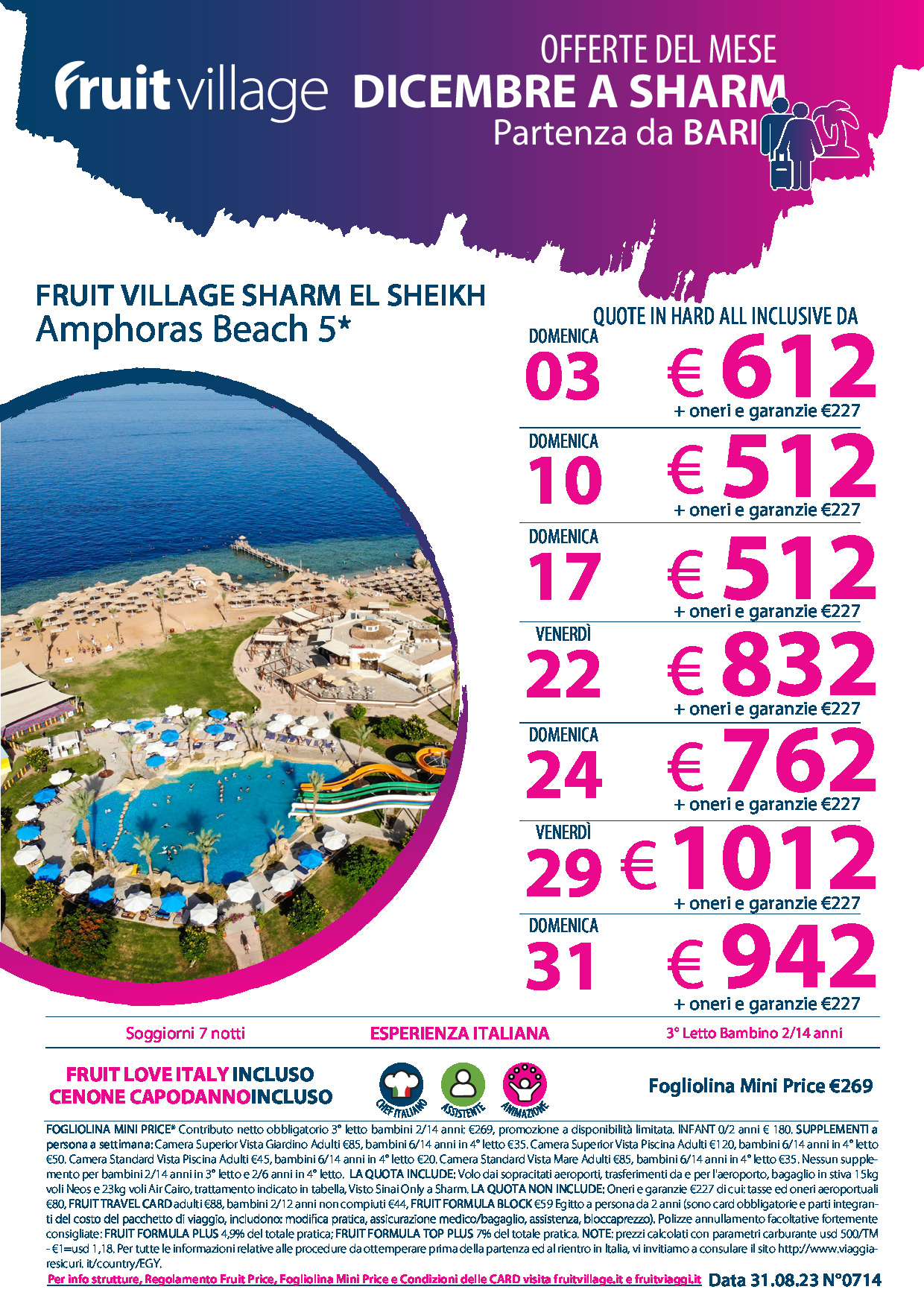 FRUIT VILLAGE Sharm El Sheikh Amphoras Beach - da Bari a Dicembre