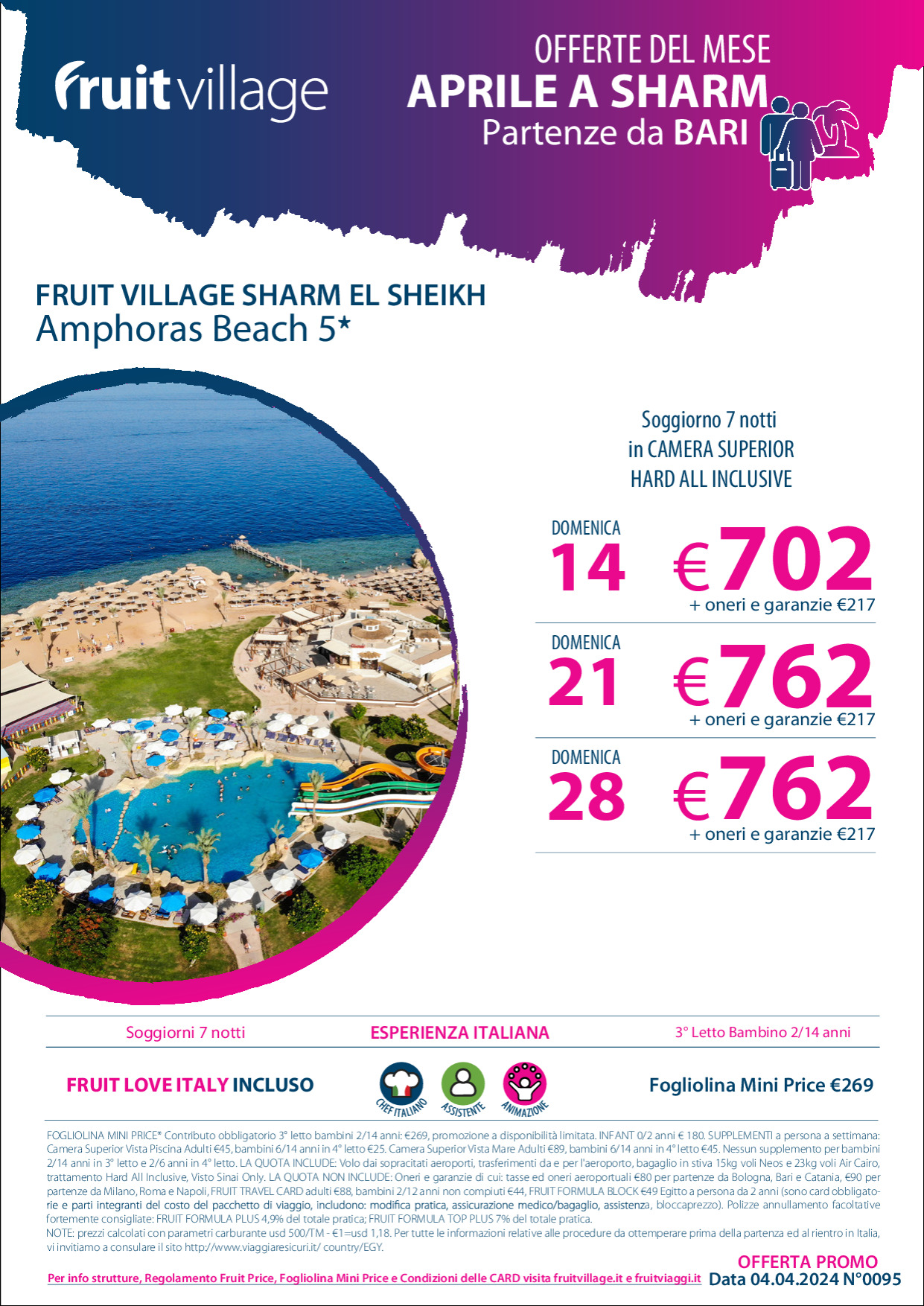 FRUIT VILLAGE Sharm El Sheikh Amphoras Beach - da Bari ad Aprile