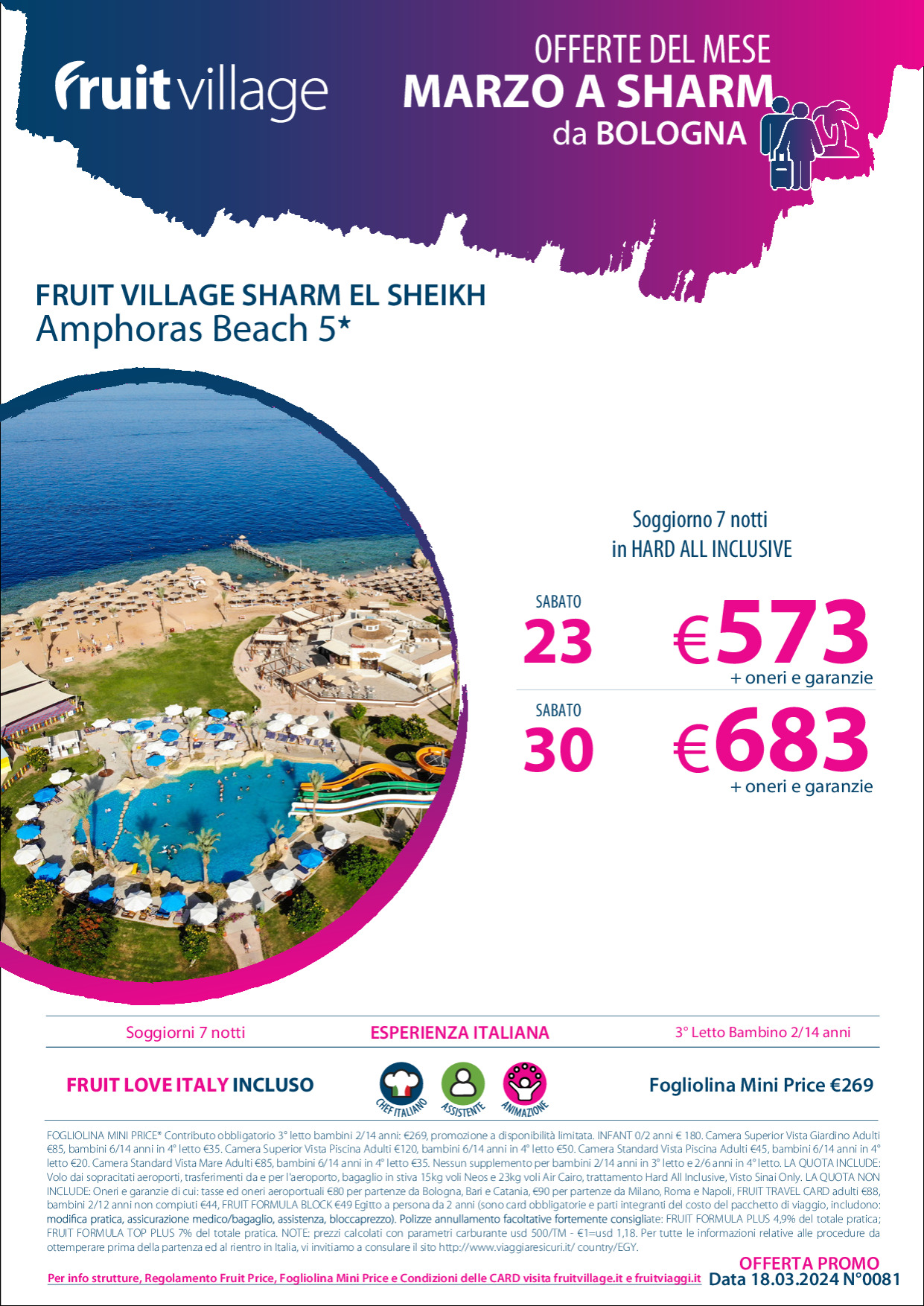 FRUIT VILLAGE Sharm El Sheikh Amphoras Beach - da Bologna a Marzo