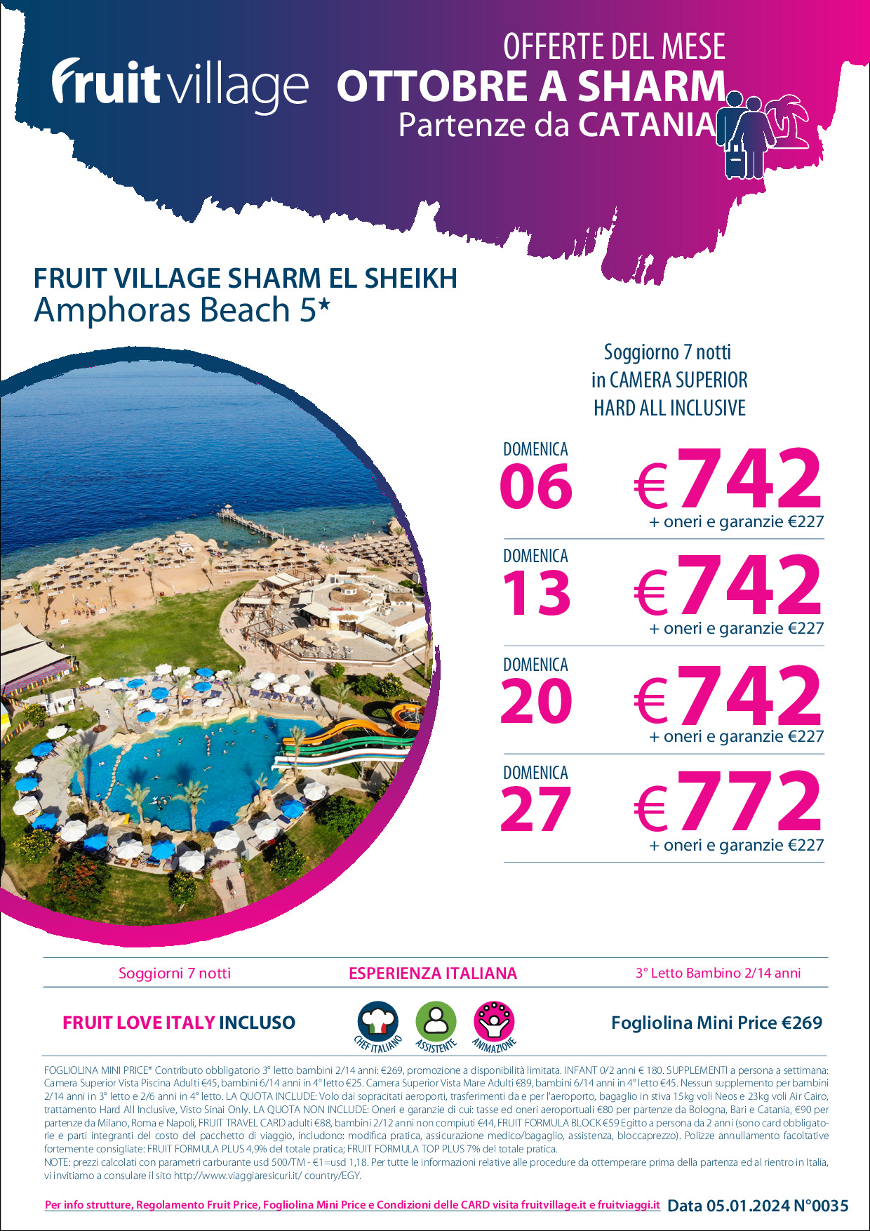 FRUIT VILLAGE Sharm el Sheikh Amphoras Beach - da Catania ad Ottobre