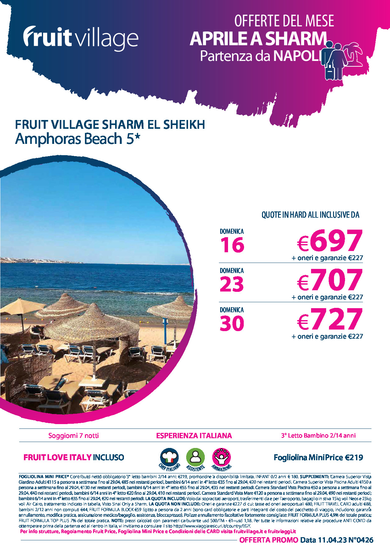 FRUIT VILLAGE Sharm el Sheikh Amphoras Beach Volo da Napoli Aprile 23