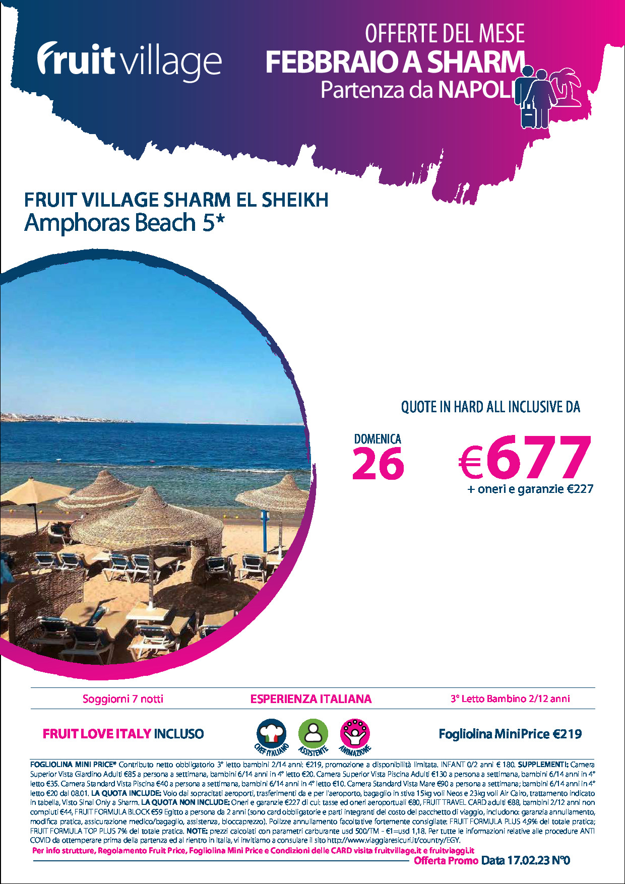 FRUIT VILLAGE Sharm el Sheikh Amphoras Beach Volo da Napoli Febbraio 23