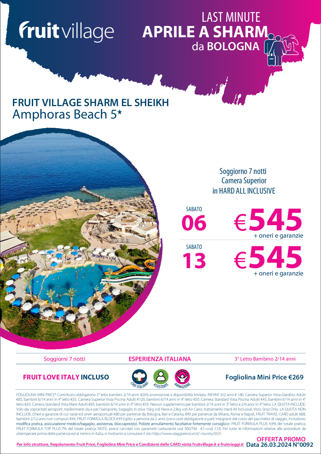 Last Minute FRUIT VILLAGE Sharm el Sheikh Amphoras Beach Volo da Bologna